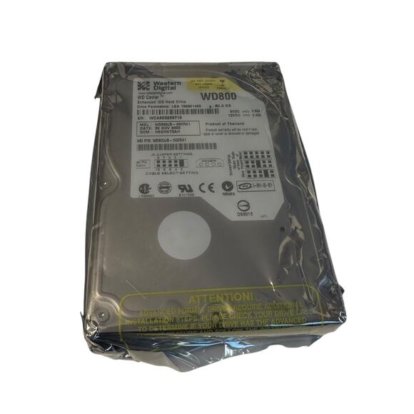 Western Digital WD Caviar WD800 80.0GB Enhanced PATA (IDE/EIDE) Hard Drive New - Picture 1 of 3